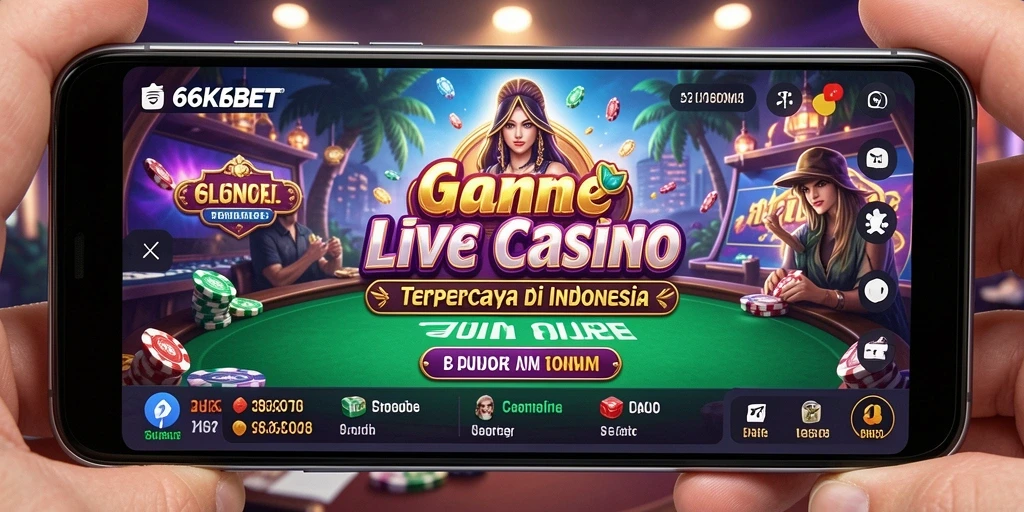 Screenshot gameplay Live Casino di 66KBET menunjukkan dealer langsung yang ramah.