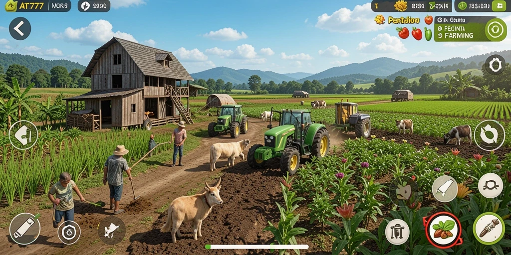 Tampilan gameplay AT777 yang memukau dengan berbagai tanaman dan hewan.