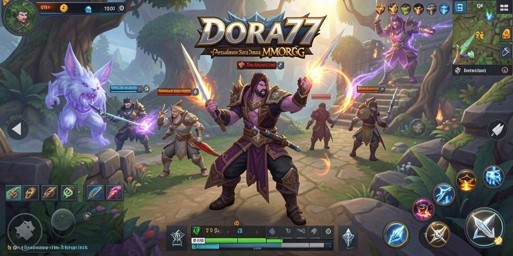 Screenshot menampilkan aksi pertarungan di dunia DORA77 yang epik.