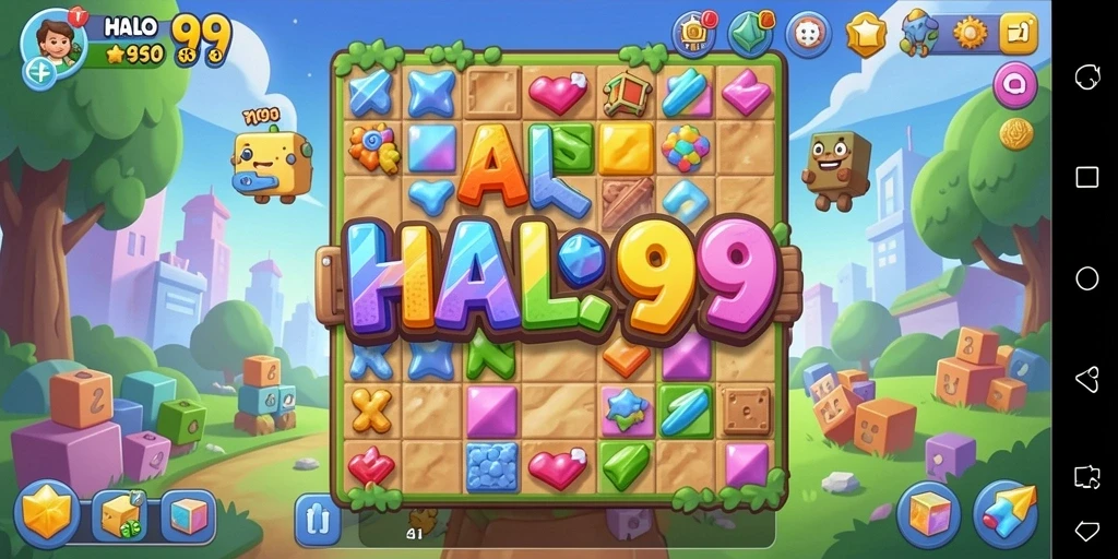 Cuplikan gameplay HALO99 menampilkan teka-teki yang menantang dan grafik menarik.