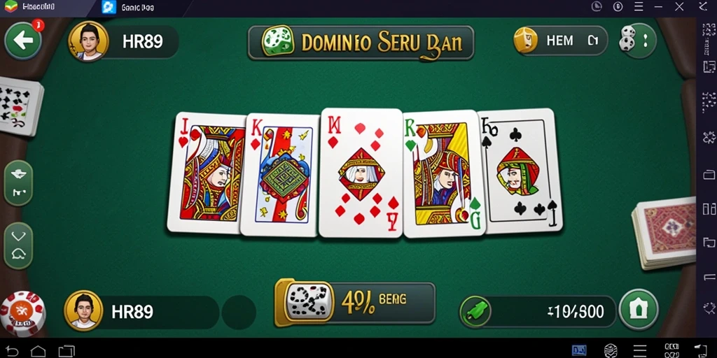 Screenshot utama HR89 menampilkan gameplay intens dari permainan Domino.