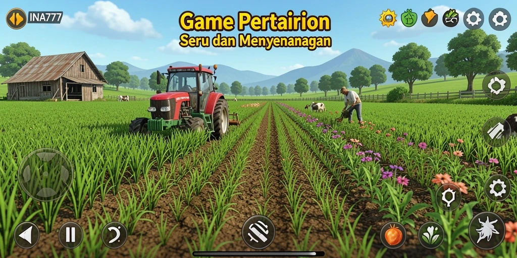 Tampilan gameplay menarik dari <strong>INA777</strong> dengan berbagai aktivitas pertanian.