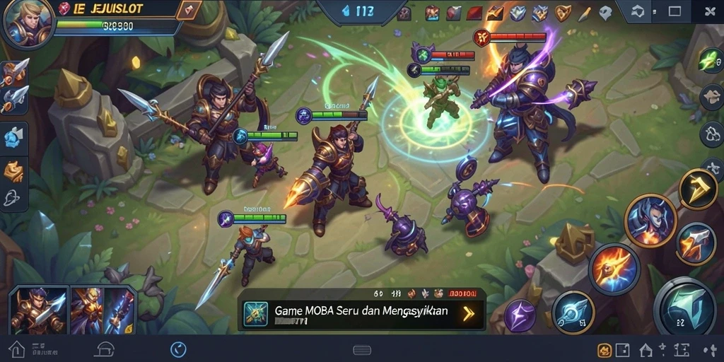 Tangkapan layar game JEJUSLOT menampilkan pertarungan tim yang mendebarkan.