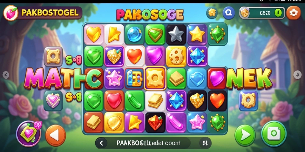 Screenshot PAKBOSTOGEL menampilkan gameplay Match-3 yang seru.