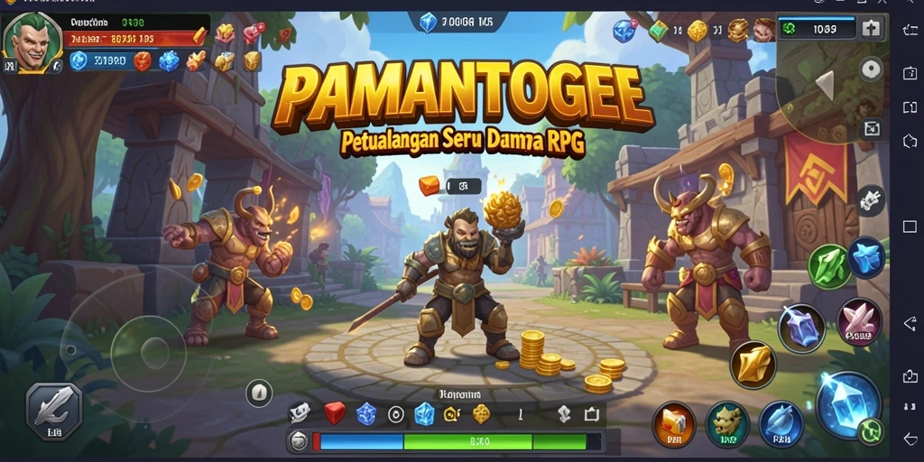 Tampilan mendebarkan dari pertarungan dalam PAMANTOGEL di dunia RPG.