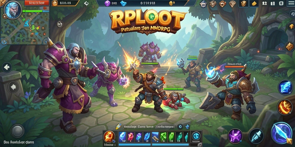 Screenshot gameplay RPLOOT menunjukkan aksi seru dalam pertempuran MMORPG.